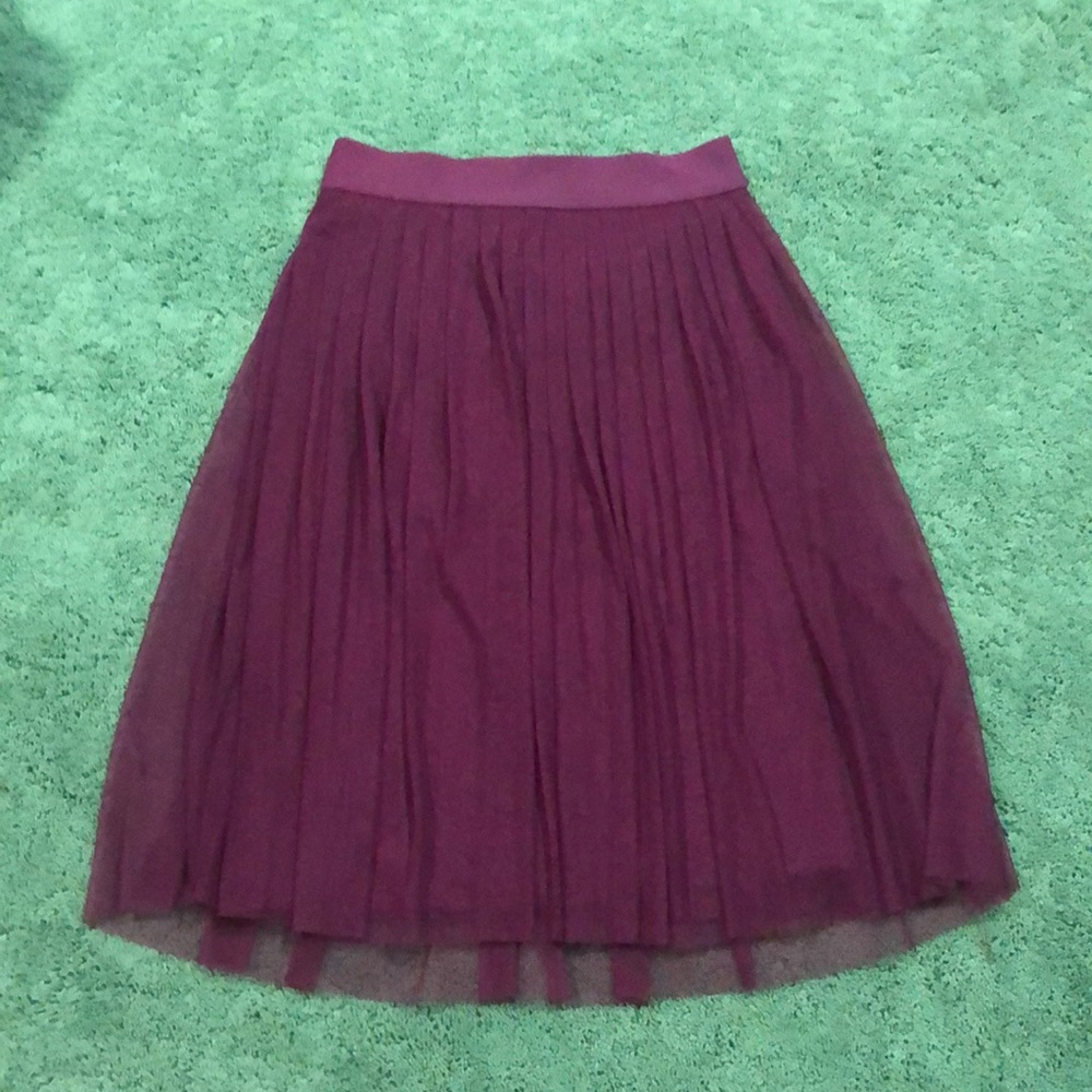 Cherry red knee length pleated skirt